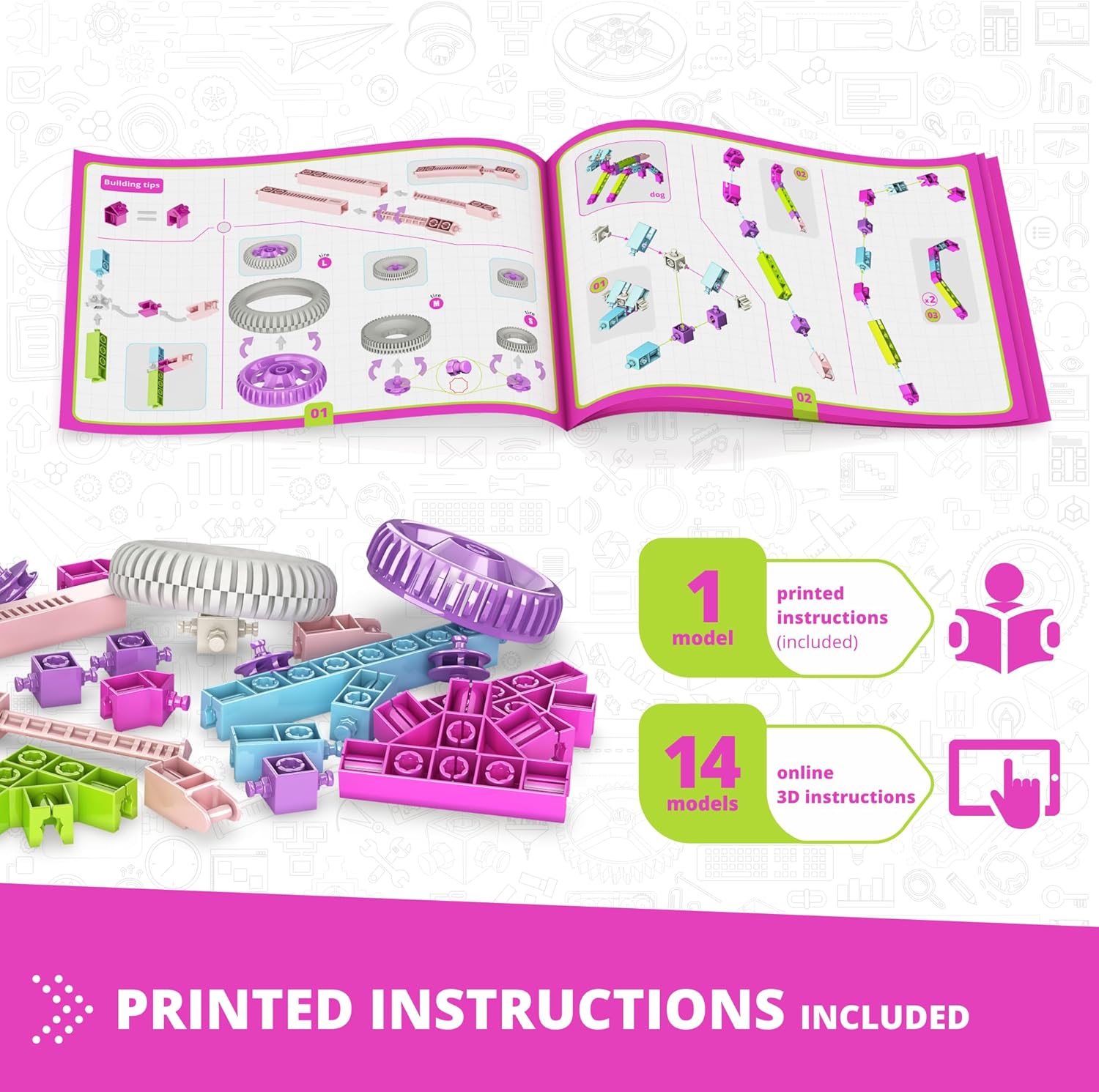 STEM Girls Building Toys, 15 Model Set, Engineering Kit for Ages 6+, Construction Toys, STEM Projects for Young