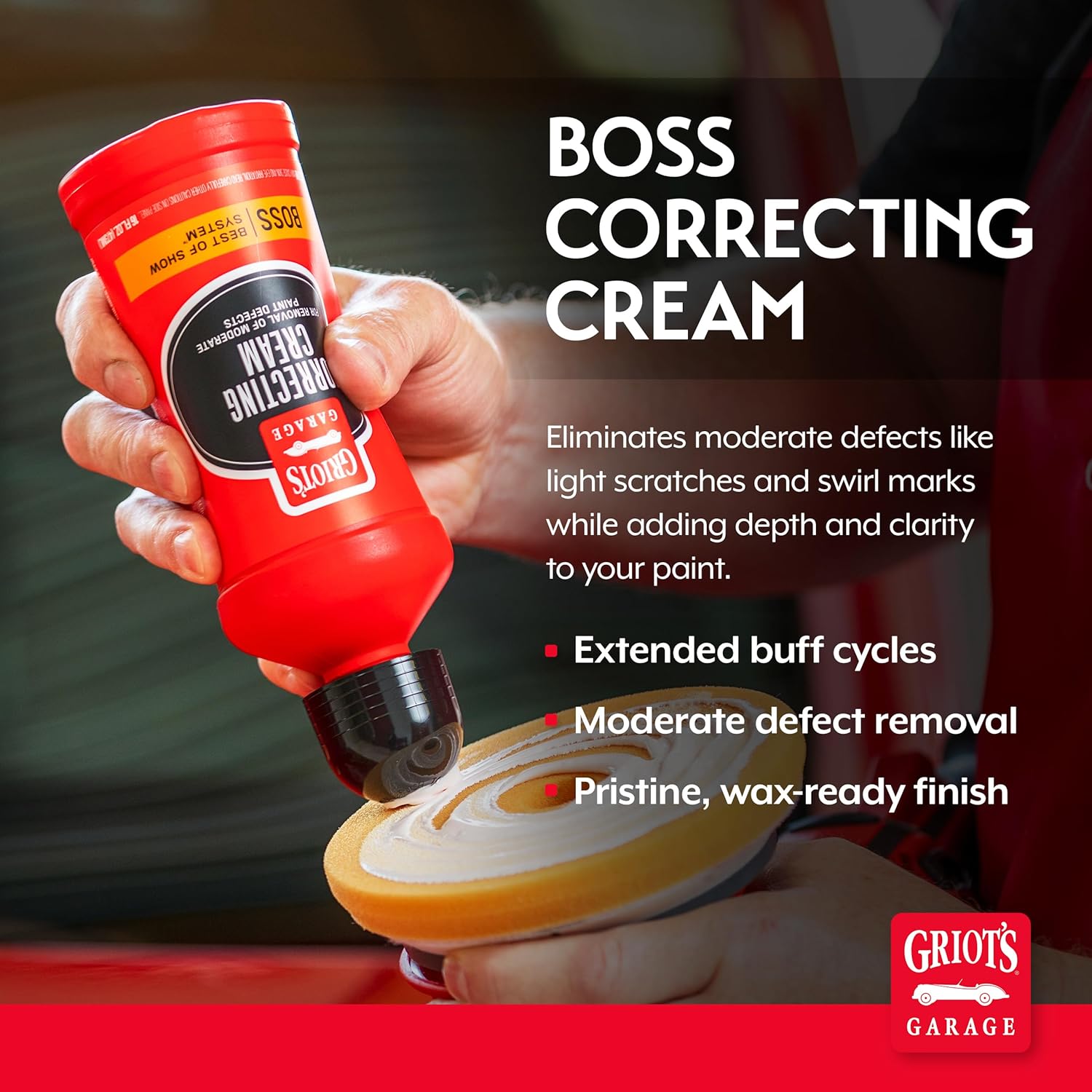 BOSS Correcting Cream for Car Polishing and Detailing, Swirl, Scratch Remover for Vehicles, 16oz