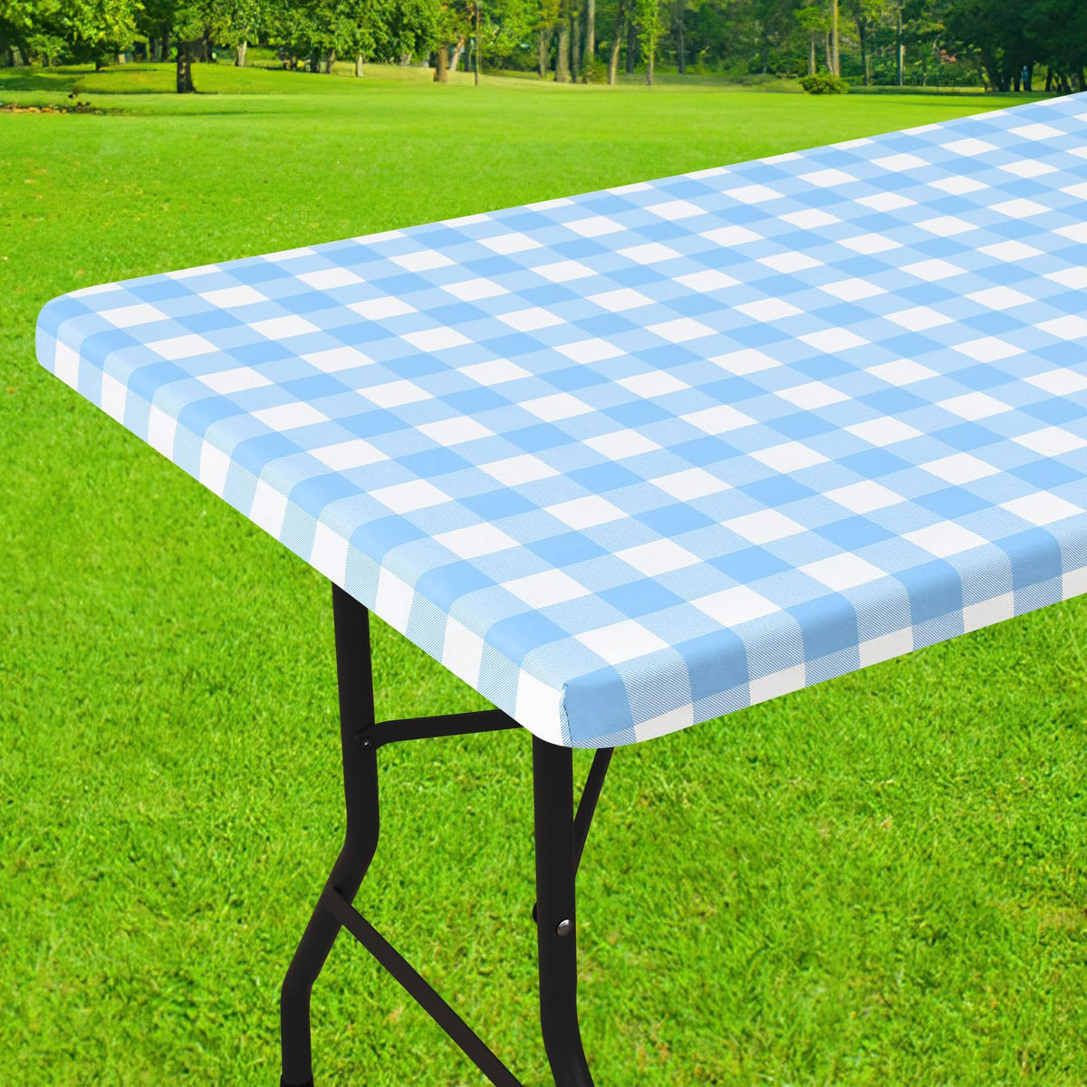 5 Foot Picnic Table Cloth, Flannel Backed Fitted Vinyl tablecloths