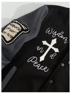 Men's Letter Graphic Color Block Y2k Varsity Jacket