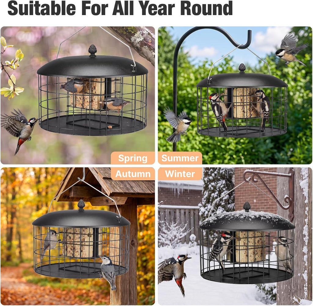 Squirrel Proof Suet Feeder for Woodpeckers, All Metal Caged Feeders