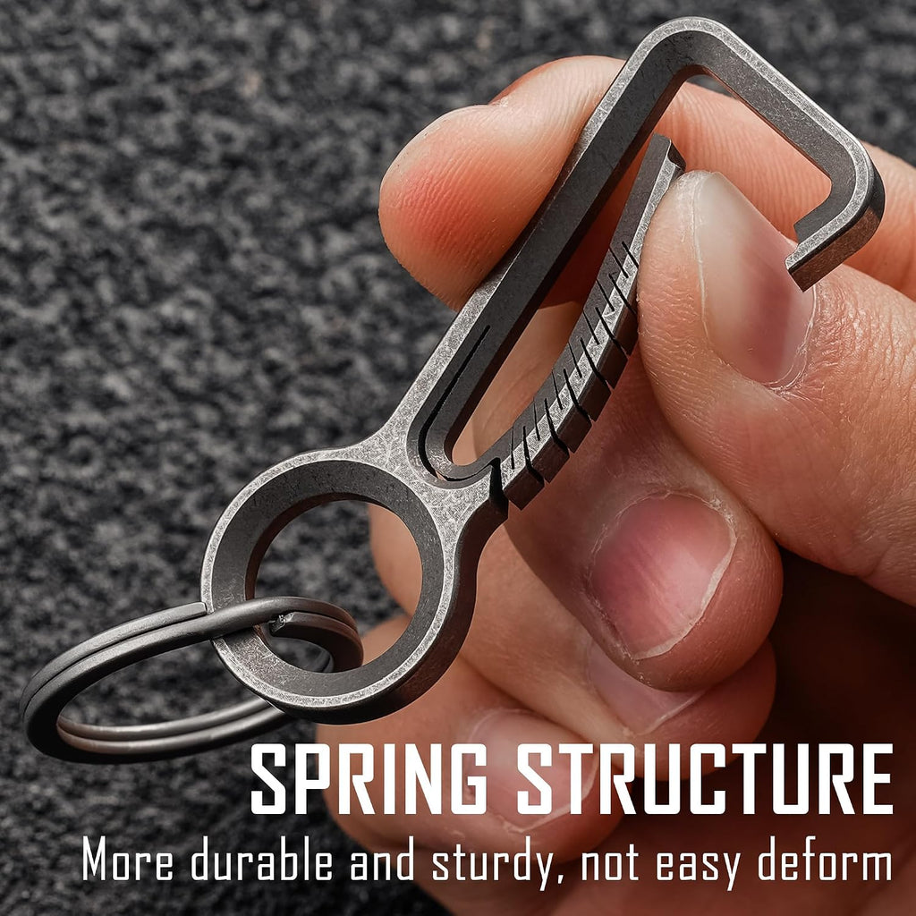 KM01 Titanium EDC Keychain Clip with Bottle Opener | Quick Release Carabiner Key Ring Holder, Compact Pocket Tool