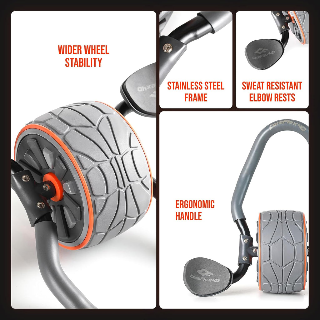 CoreFlex4D Ab Roller Wheel with Elbow Support, 4D Multi-Directional Core Trainer for Abs, Obliques & Stability, Heavy