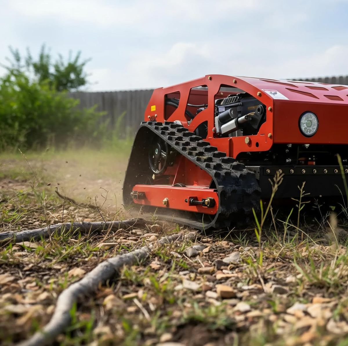 9HP Remote Control Lawn Mower, Gas Powered RC Tracked Brush Cutter with 21.7" Cutting Width, 40° Slope-Capable