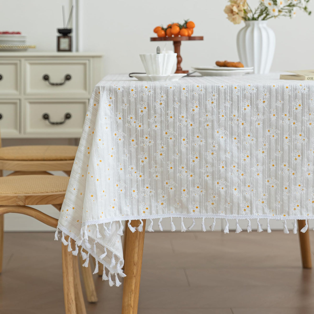 Cute Rectangular Cotton Oil Proof Table Cloth Rectangle Tablecloth Fabric Waterproof for Kitchen Dining Farmhouse