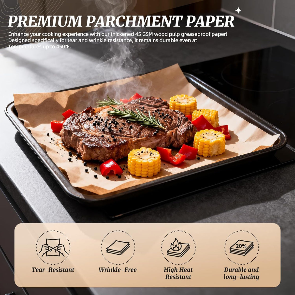 200 Pcs Parchment Paper Sheets 9x13 Inches, Pre Cut Parchment Paper Sheets for Baking, Bread, Cakes, Cookies