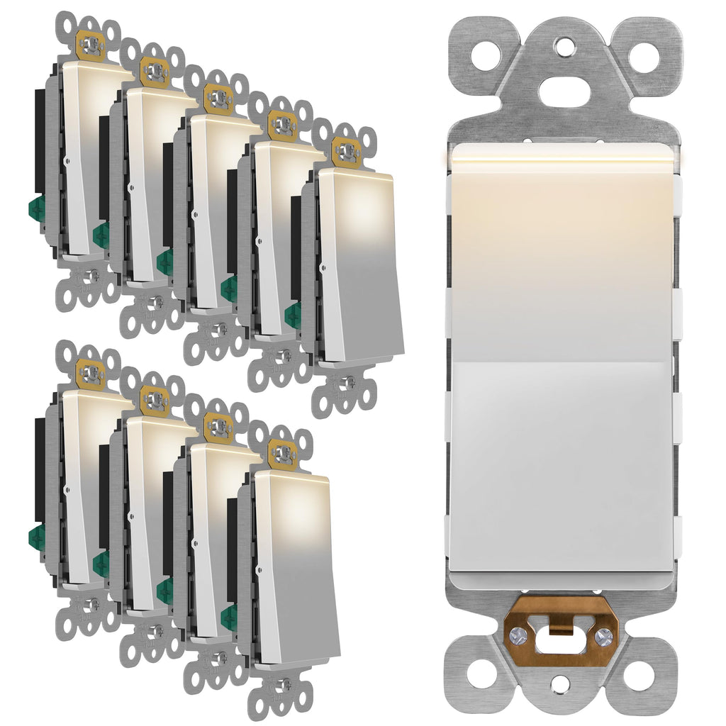 LIDER 15A Decorator Switch with Lighted Paddle, Illuminated Paddle Switch