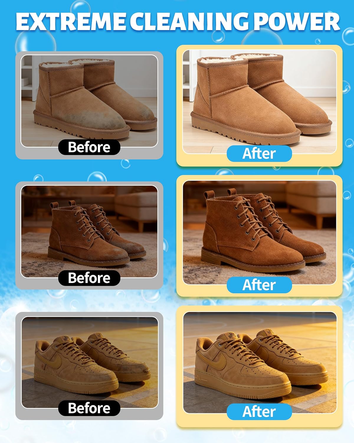 Suede Shoe Cleaner, Suede Cleaning Kit with Brush & Towel for Suede, Nubuck, Leather, Boots, Trainer