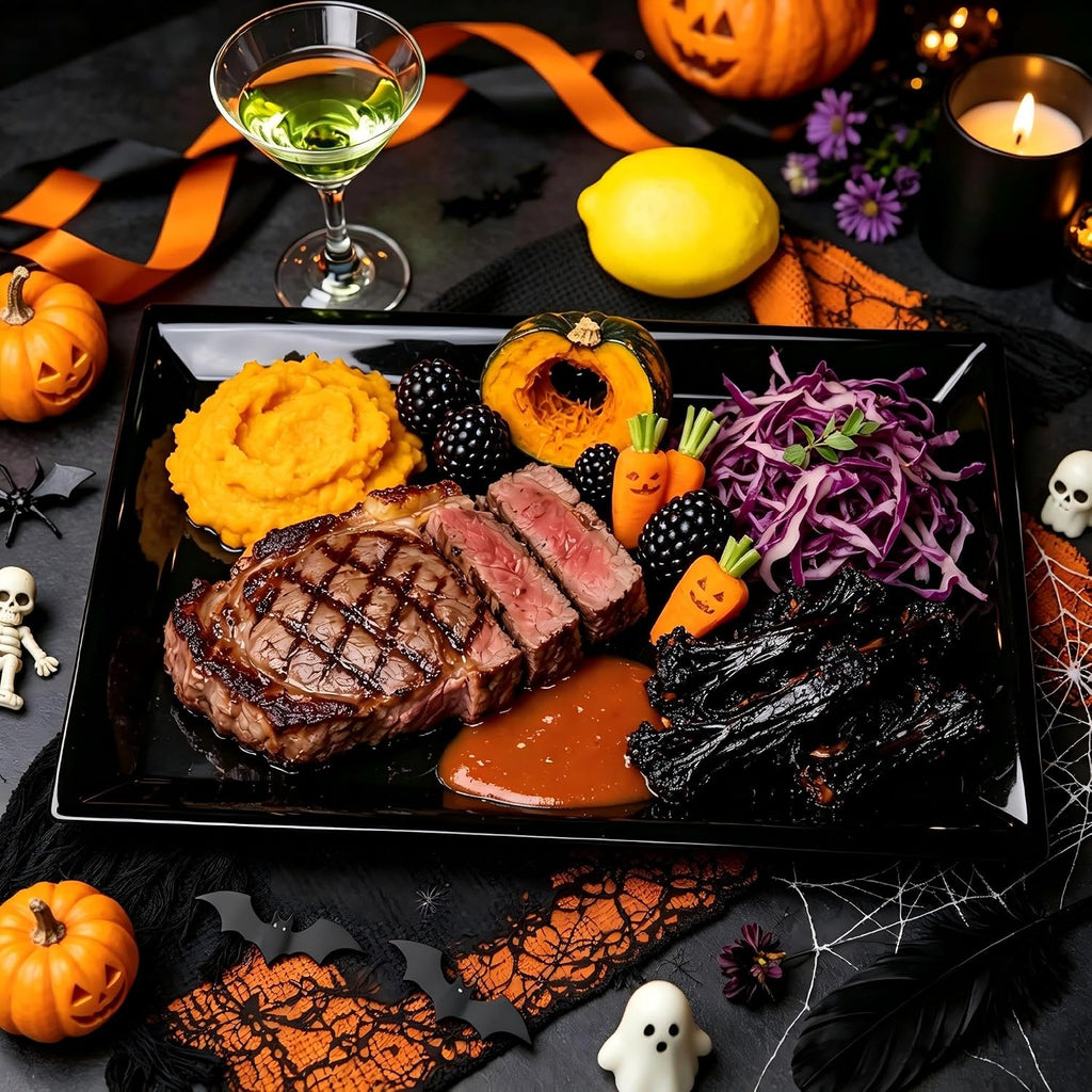 12 Pack Black Plastic Serving Trays and Platters (15 x 10 Inches)