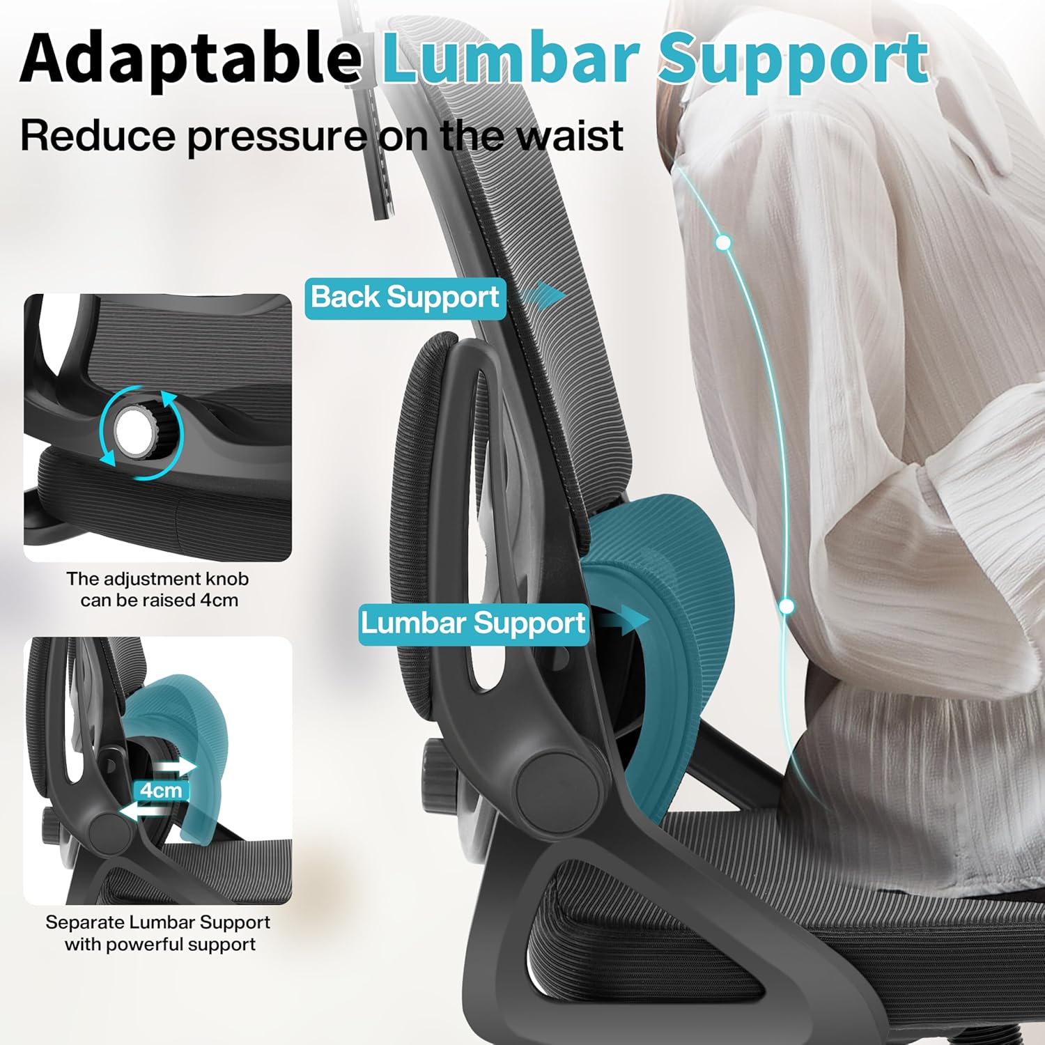 Ergonomic Office Chair,Mesh Office Chair with Lumbar Support,High Back Desk Chair with Flip-up Arms,400 lbs Big and