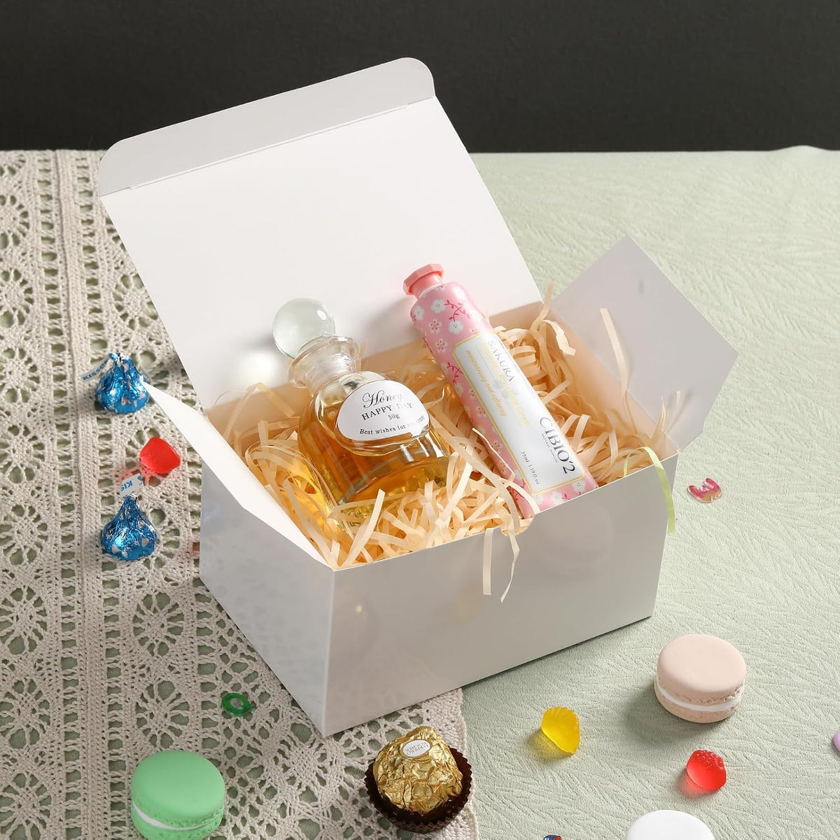 6x4x3.5 Push-Form Gift Boxes with Lids, 50 Pack | Small White Cardboard Boxes for Candle, Mug, Perfume, Cookies