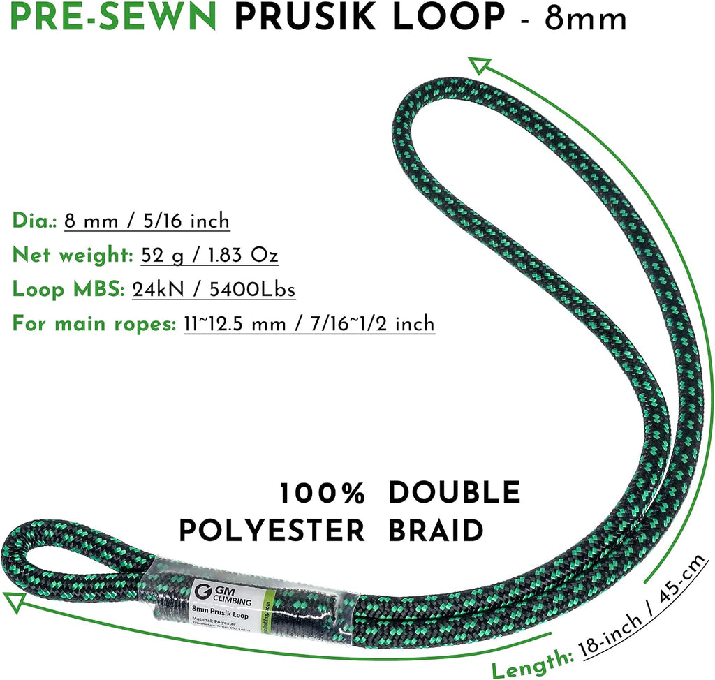 8mm (5/16") Prusik Loop Pre-Sewn 18 inches / 24 inches