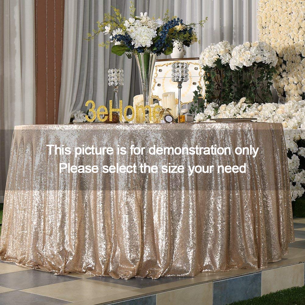 120-Inch Round Sequin Tablecloth for Party Cake Dessert Table Exhibition Events, Champagne