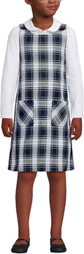 Girls Plaid Button Shoulder Patch Pocket Jumper 8 White Plaid