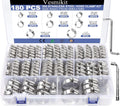 Hose Clamp Assortment- Vesmikit 180 PCS Stainless Steel Hose Clamps Kit | 1/4"–2"(6-51mm) Worm Gear Clamps for Fuel