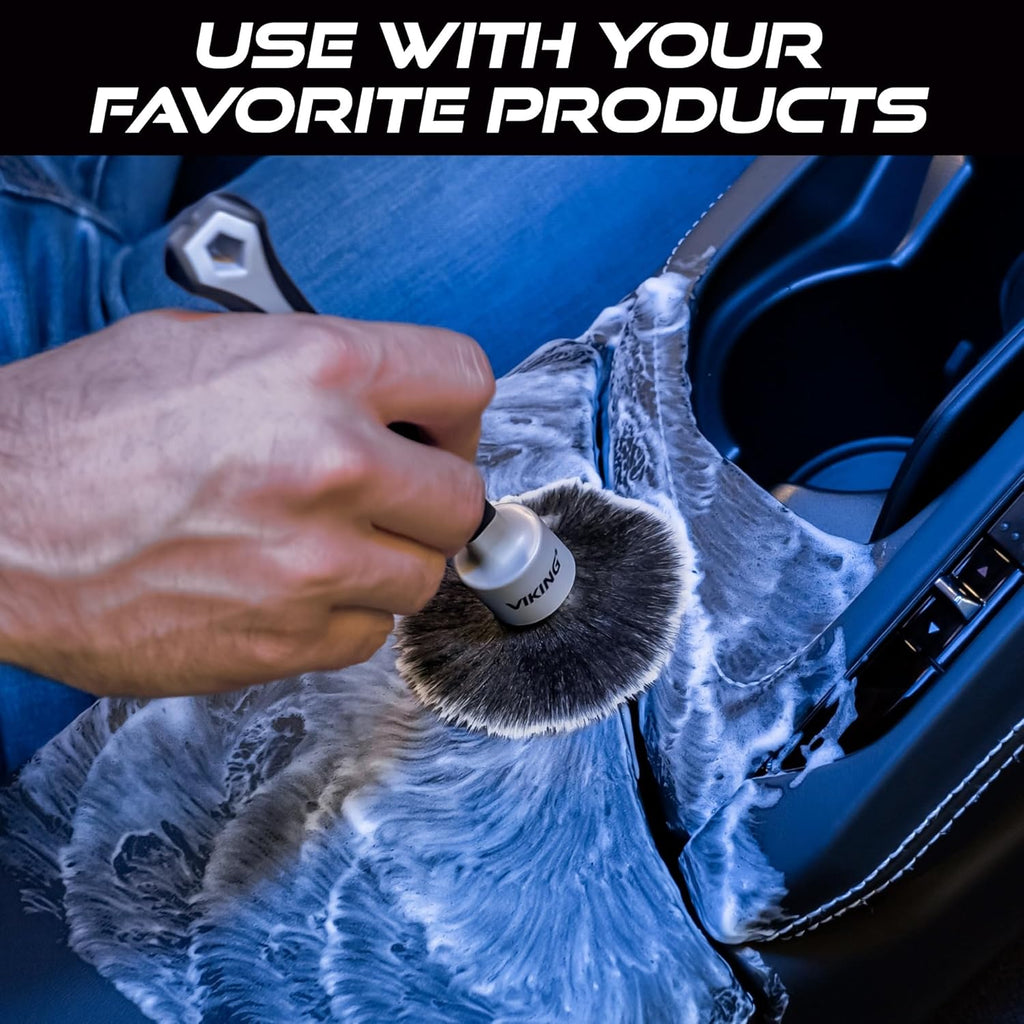Car Detailing Brush Set for Car Cleaning Kit, Super-Soft Bristles for Interior Detail, Black/Grey, Includes Medium 1