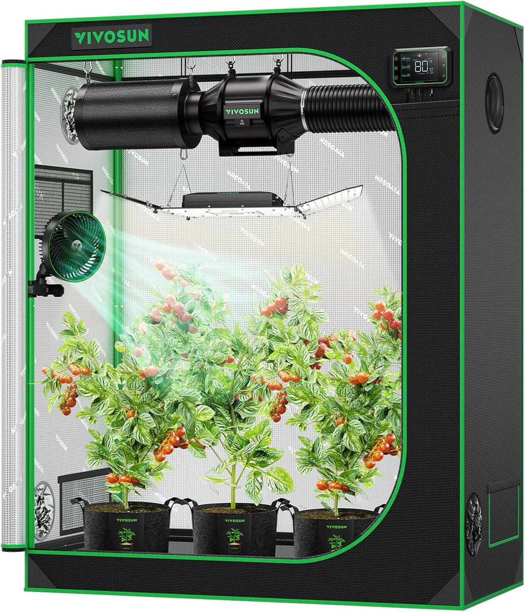 S425 2x4 Grow Tent 48"x24"x60" High Reflective Mylar Tent | Easy View Observation Window & Floor Tray, 100%