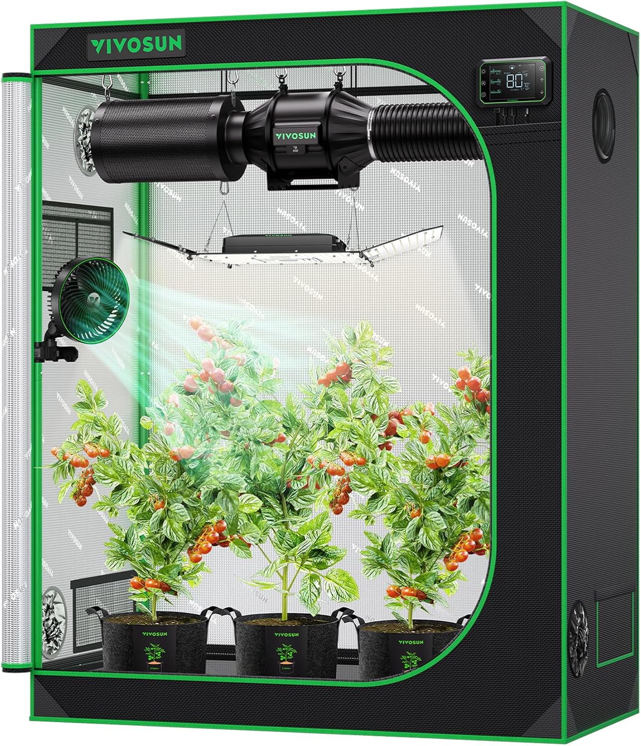 S425 2x4 Grow Tent 48"x24"x60" High Reflective Mylar Tent | Easy View Observation Window & Floor Tray, 100%