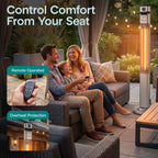 Infrared Patio Heater, 1500W Electric Standing with Remote Control, IP44 Approved, Odorless, Three Power Settings