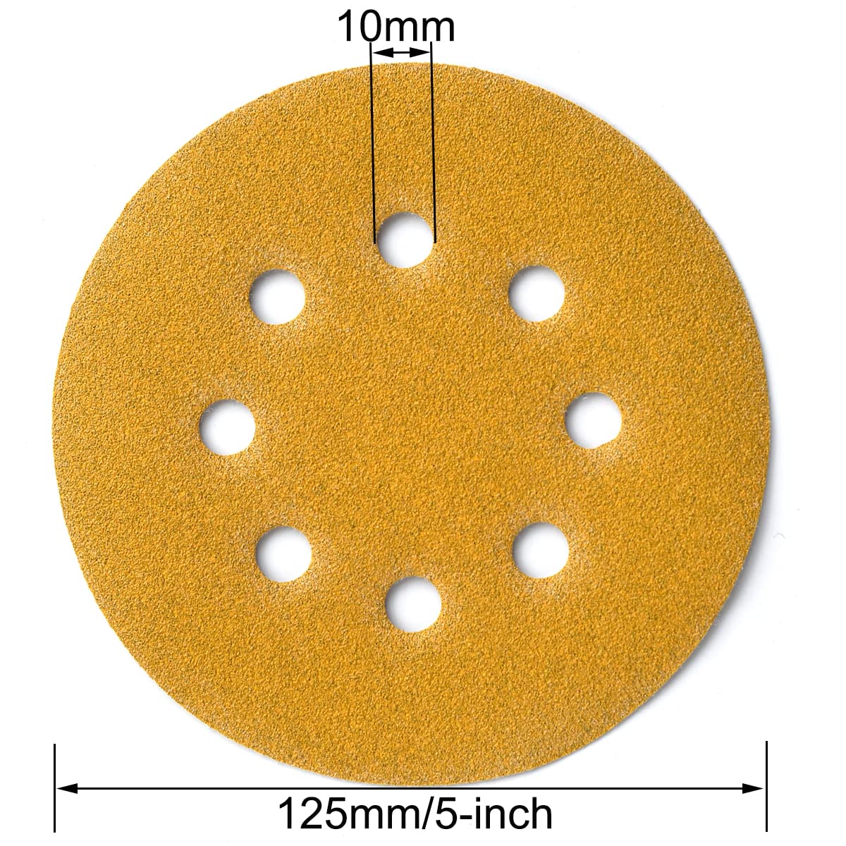 5-Inch 8-Hole Hook and Loop Sanding Discs 120-Grit, 50-Pack
