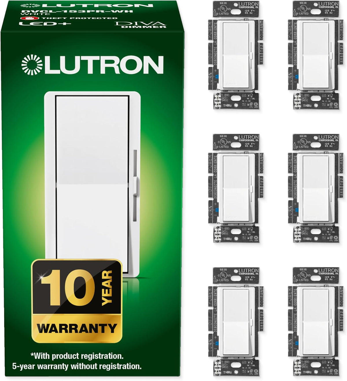 Lutron Diva LED+ Dimmer Switch, Paddle Dimmer, Single Pole/3-way
