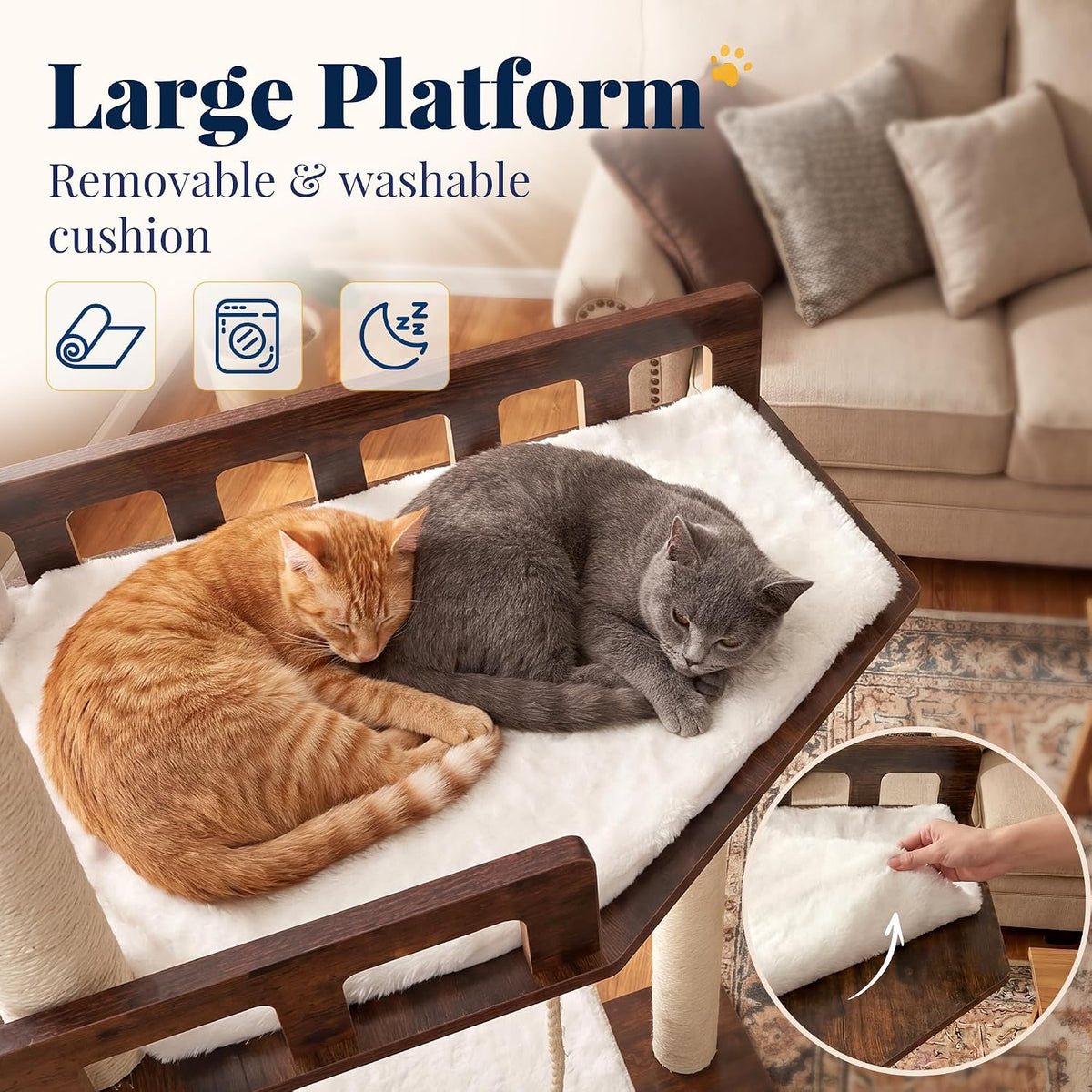 Wooden Cat Tree Tower with Large Condos, 2 Platforms, MPJ111SR