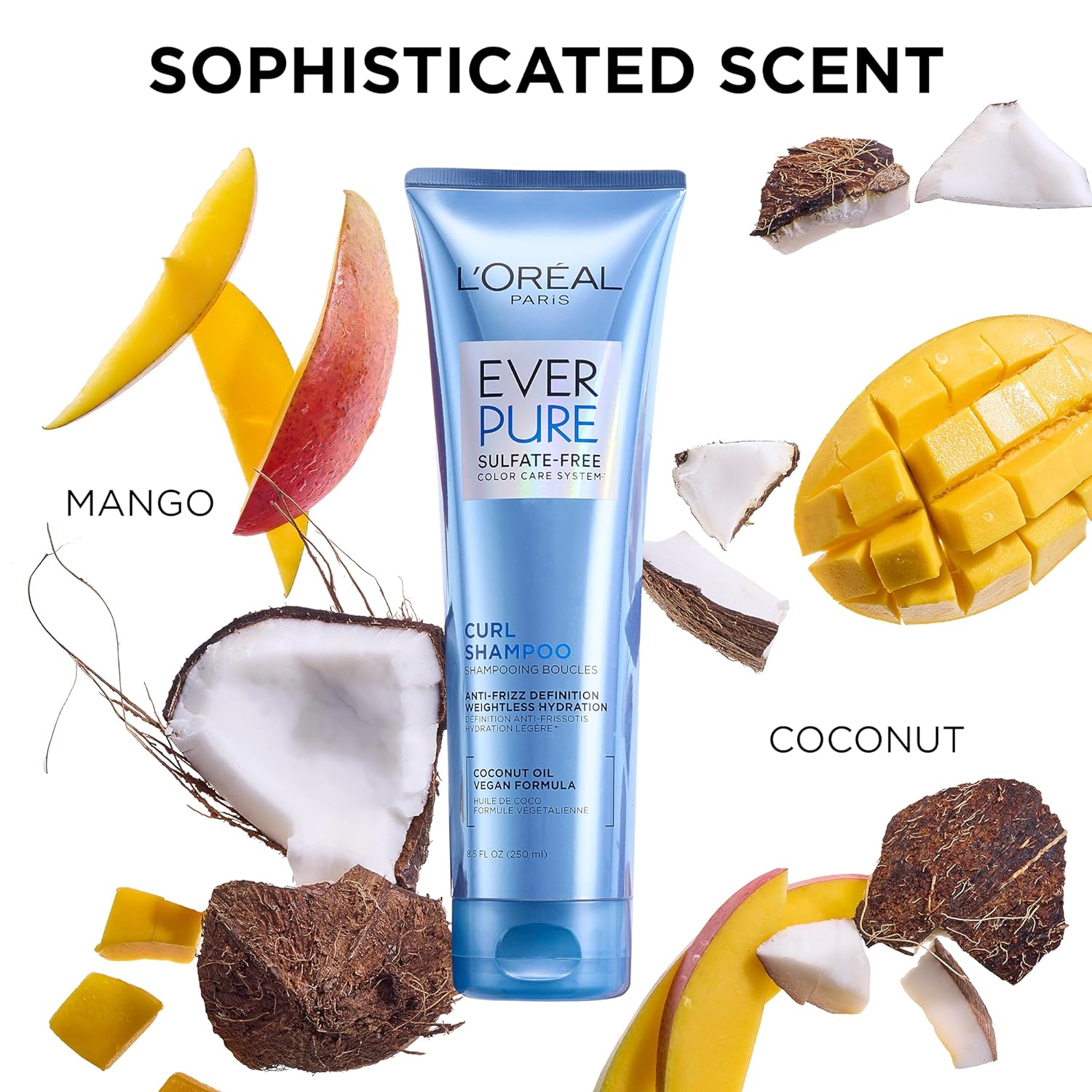 Sulfate Free Shampoo and Conditioner for Curly Hair, Lightweight, Anti-Frizz Hair Care with Coconut Oil, EverPure