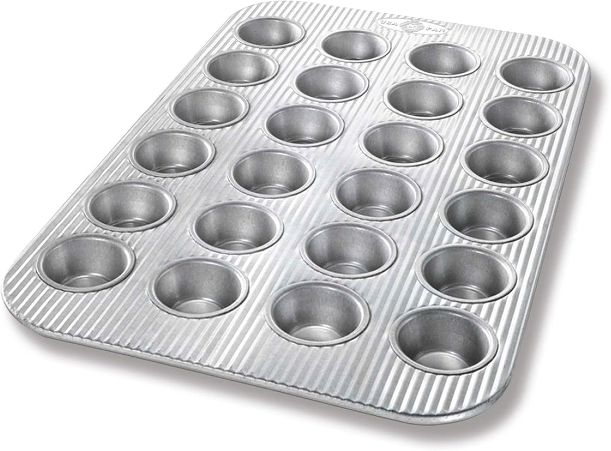 Bakeware Mini Cupcake and Muffin Pan, Nonstick Quick Release Coating, 24-Well, Aluminized Steel
