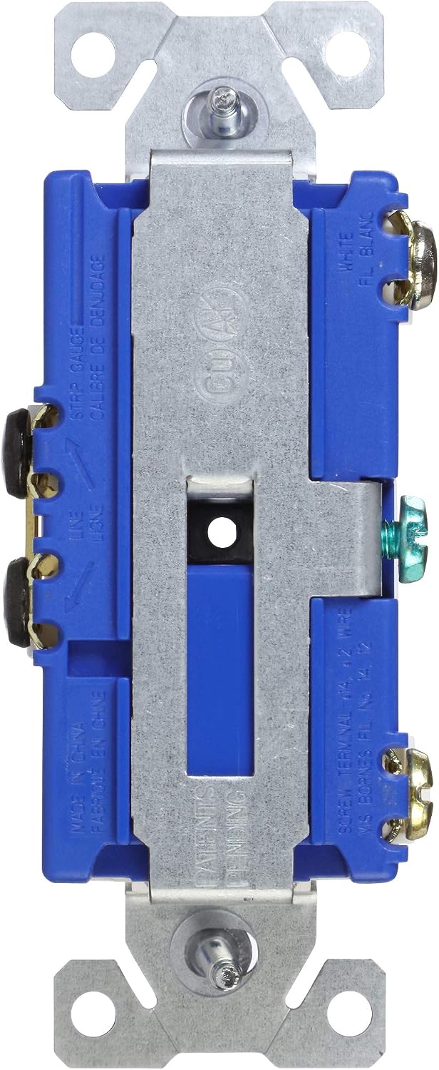 Eaton 277W 15-Amp 120-volt Combination Single Pole Toggle Switch and Pilot Light with Back and Side Wiring, White