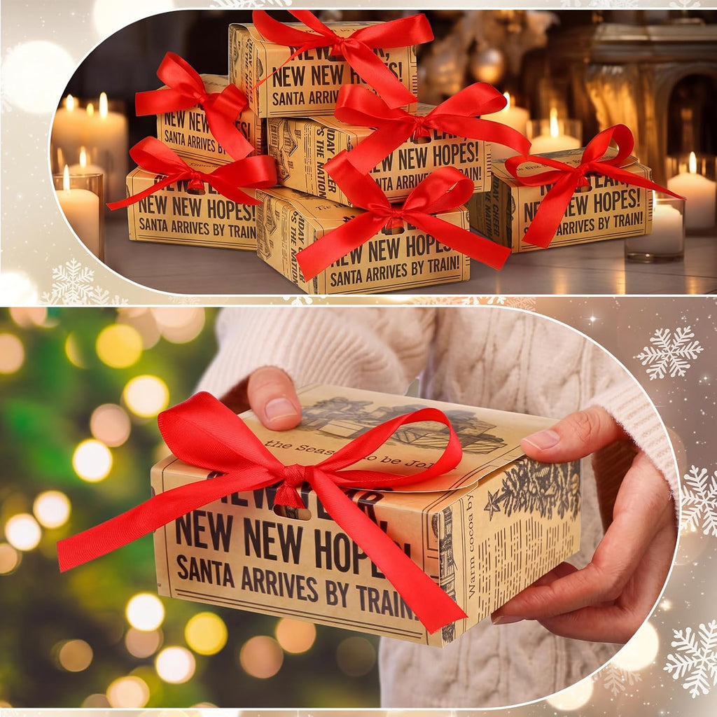 24 Pcs Vintage Small Christmas Gift Boxes with Lids 4.5x4.5x2