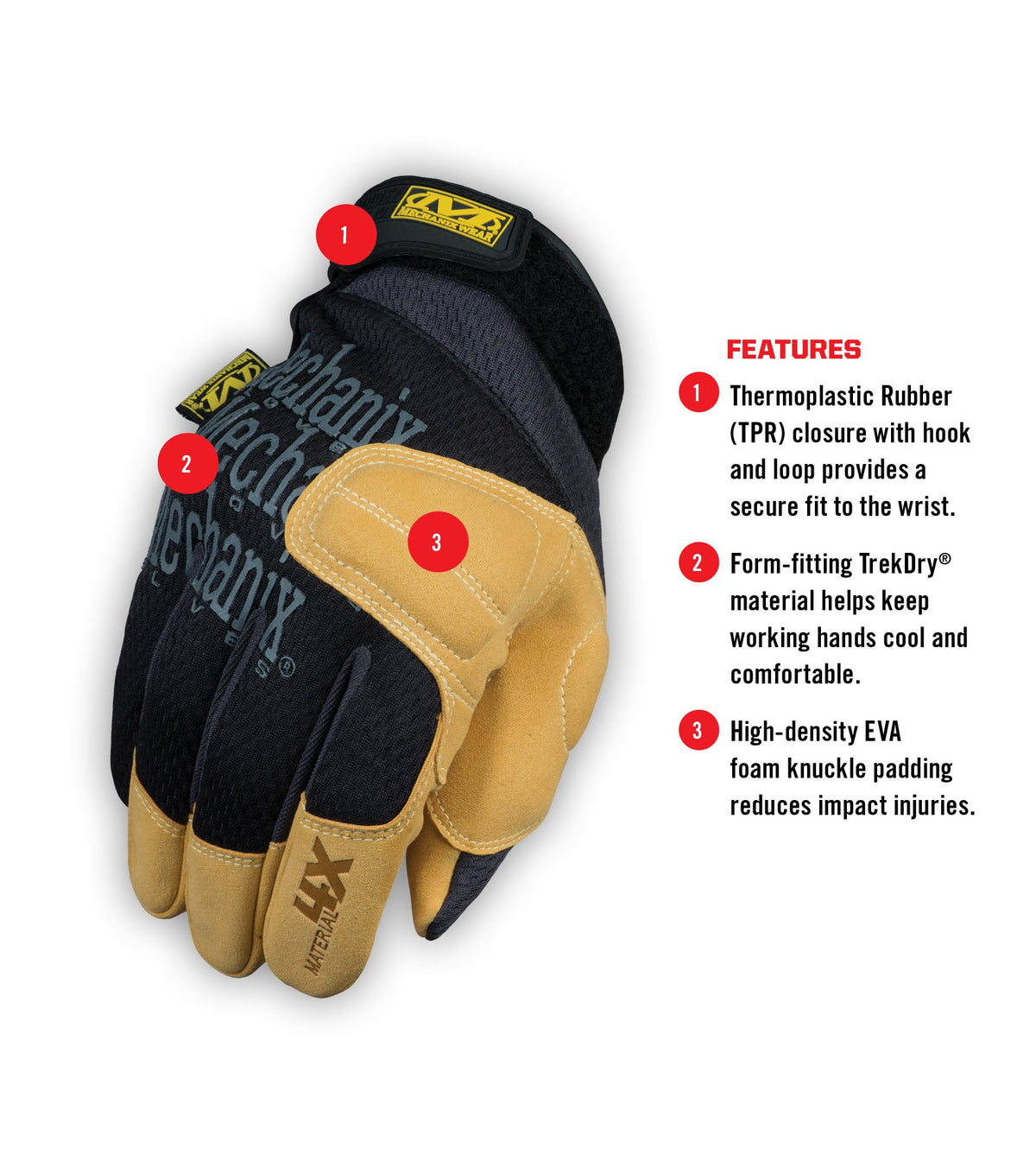 : Material4X Padded Palm Work Gloves (Small, Brown/Black)