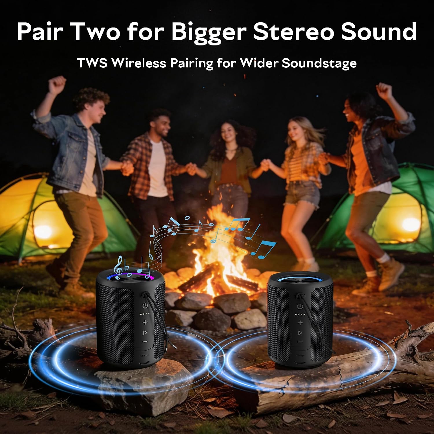 Portable Bluetooth Speaker, IPX7 Waterproof Wireless Speaker with 20W Loud Stereo Sound, 15H Playtime & Beat-Synced