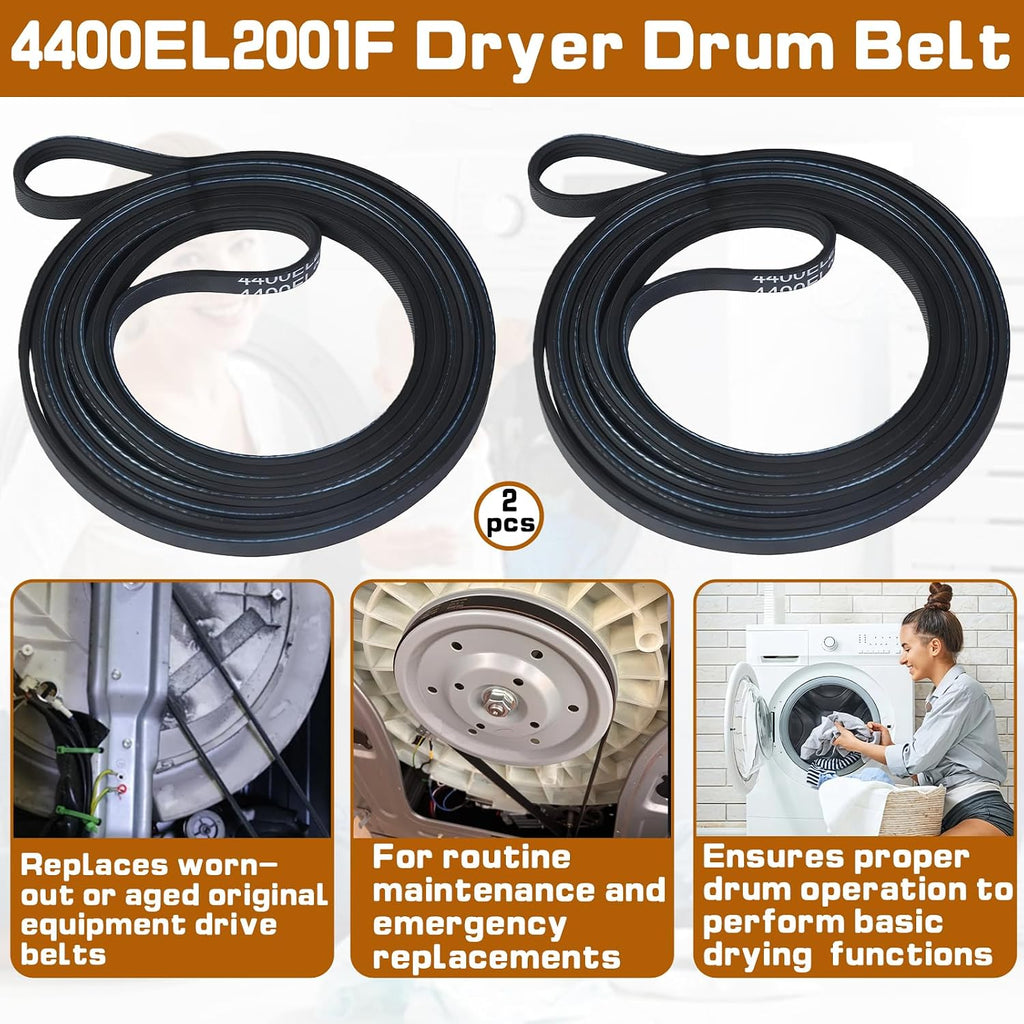 2-Pack Replacement for 4400EL2001F Dryer Drum Belt