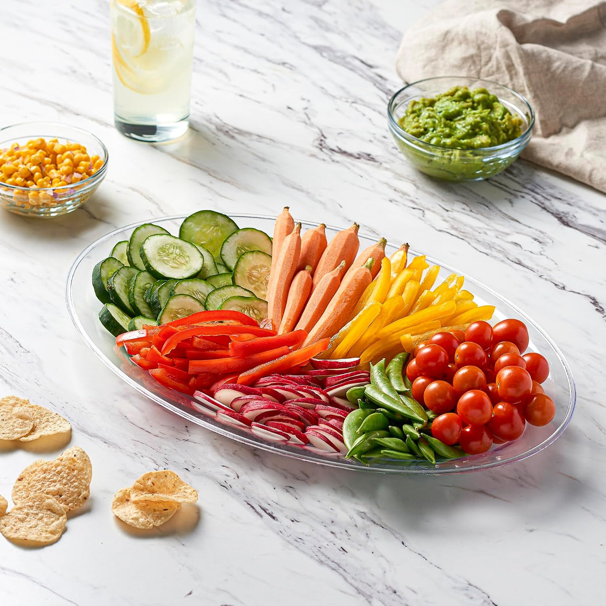 Clear Plastic Oval Serving Trays - Serving Platters Oval Pack of 4