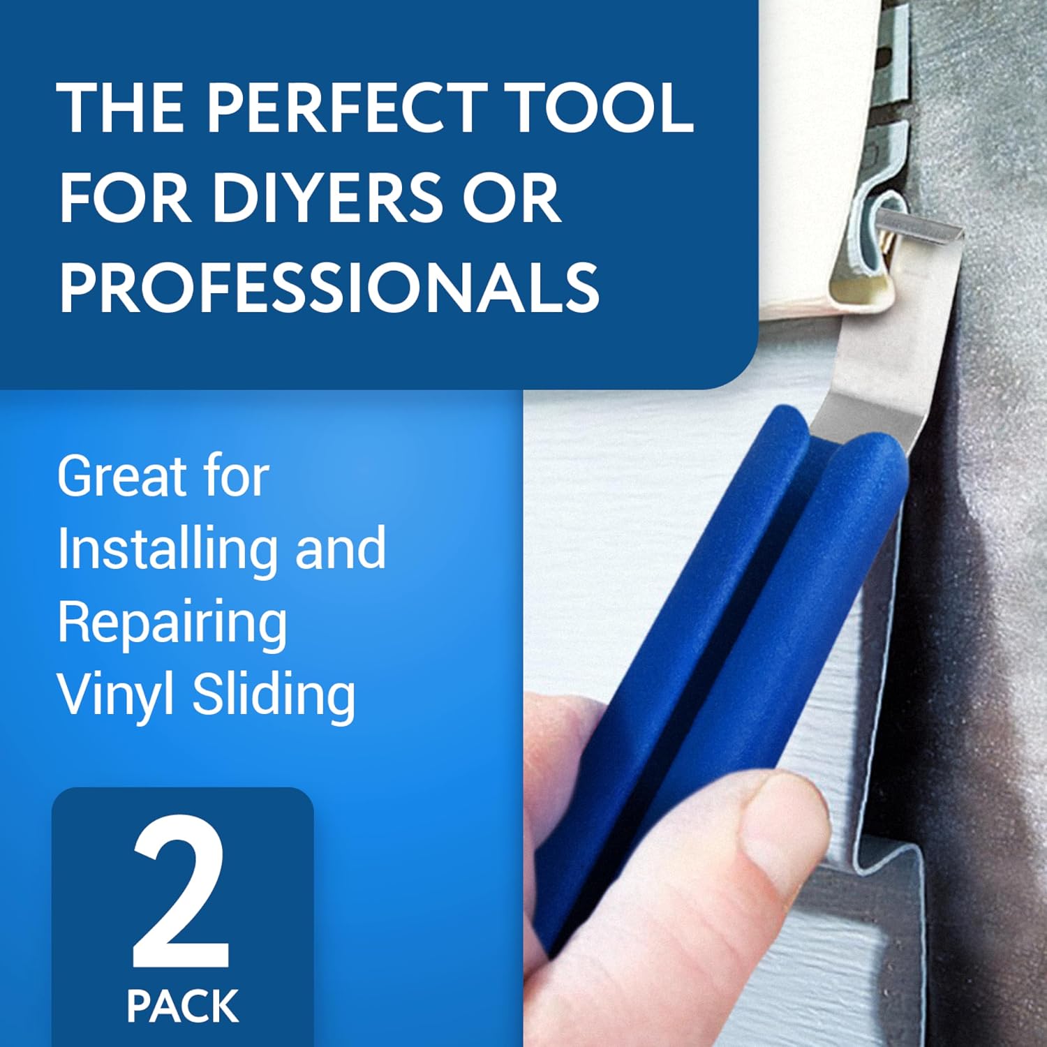 Vinyl Siding Removal Tool Kit - Pack of 2, Blue - One-Piece Steel Zip Tool for Siding Removal - 7-Inch Extra-Leverage