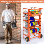 Wire Spool Rack, Multi-Spool Wire Cart Cable Caddy, 11 Rods