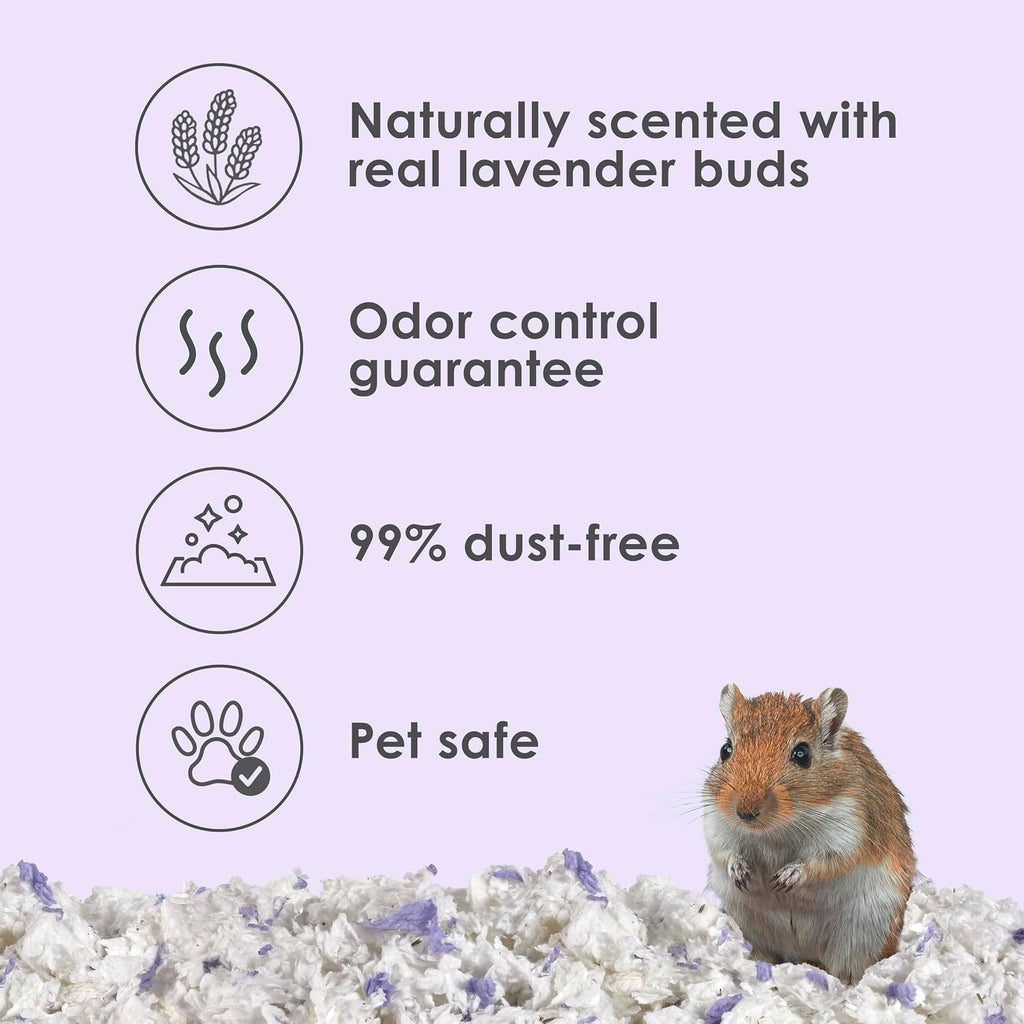 Clean & Cozy Lavender Paper Bedding for Guinea Pigs, 49.2 Liters | Fresher habitats with rabbit bedding. Hamster
