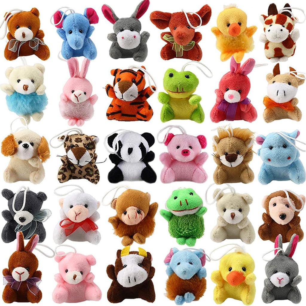Mini Plush Animal Toy Set,Cute Animals Keychain Decoration for Kids,Goodie Bag Fillers, Basket Stuffers, School