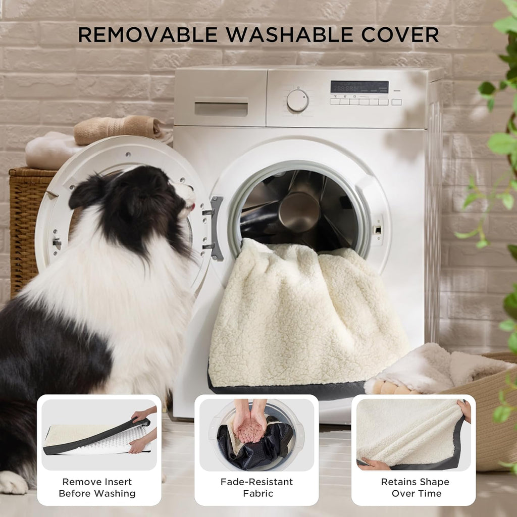 Dog Beds Large Sized Dog - Comfy Flat Pet Beds with Removable Washable Cover, Orthopedic Egg Crate Foam Puppy Mat