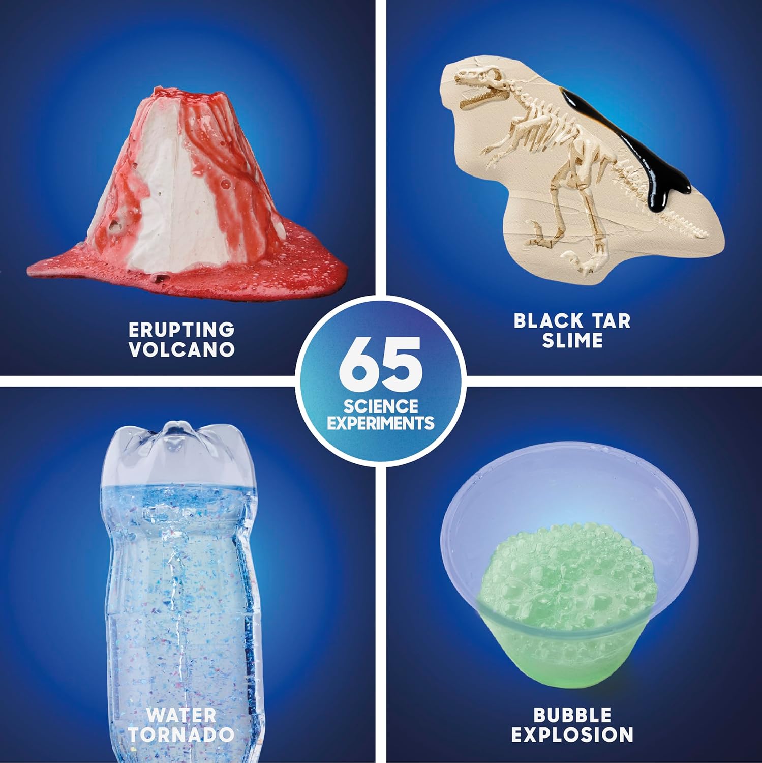 Planet Earth Science Kit – 65 Experiment STEM Lab for Kids| Includes DIY Volcano, Tornado, Fossils, Crystals, &
