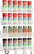Spice Rack Wall Mount, 4 Pack, Clear, 2 Inch Wide, Screw or Adhesive Installation, Spice Rack Organizer for Small