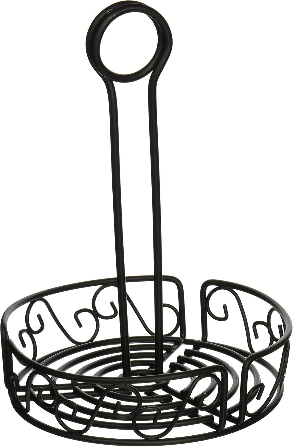 Round Wire Condiment Caddy, 6.25-Inch, Black