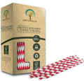 300 Pack Extra Durable Red Paper Straws Biodegradable- Heavy Duty Eco-Friendly Paper Straws Bulk- Drinking Straws for