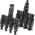 Solar Panel T Branch Connector 1 Male to 4 Female and 1 Female to 4 Male MC4 Cable Wire Connector for Parallel