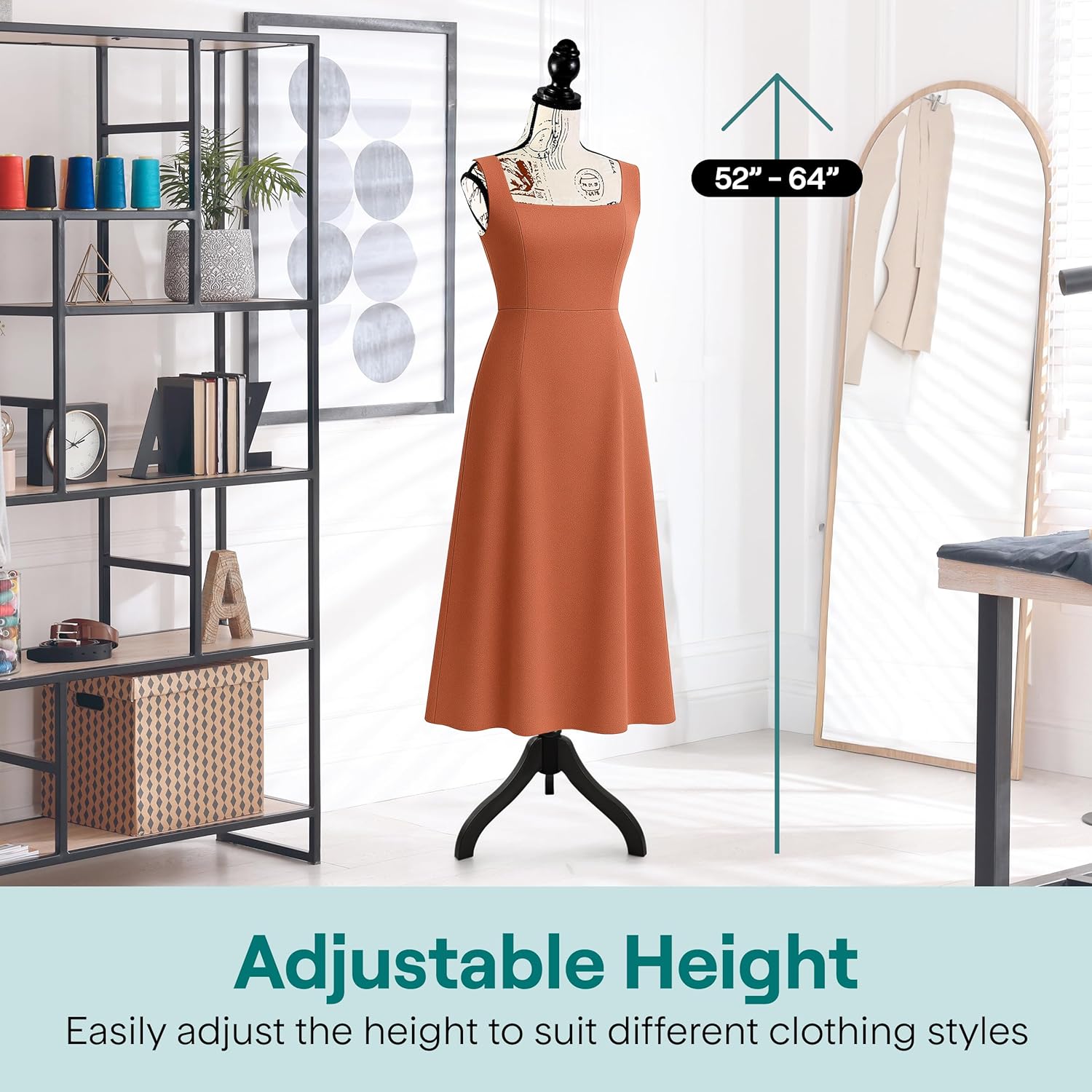 Female Torso Mannequin Display - Sturdy and Durable, Adjustable Dress Form (52-64"), Lightweight, Easy-to-Assemble