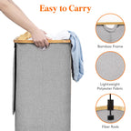 105L Large Laundry Basket with Lid, Removable Bags, Light Gray