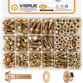 VIGRUE 521PCS M6 M8 M10 Flange Bolts Assortment Kit Metric Class 8.8 Serrated Hex Cap Flange Hex Bolts Flange Nuts Assorted Set, Coarse Full and Half Threads