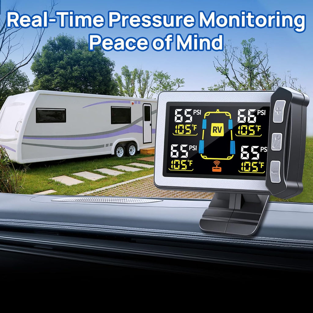 RV Tire Pressure Monitoring System, TPMS Sensors Set of 4 | Color LCD Display, Ideal for Travel Trailer/5th