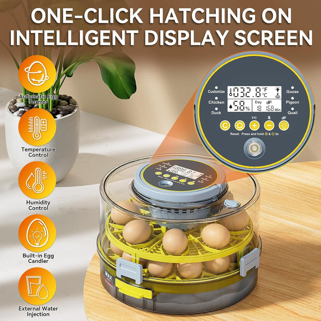Egg Incubator for Hatching Eggs – 20-Egg Capacity with Automatic Egg Turner, Temperature & Humidity Control, LED Egg