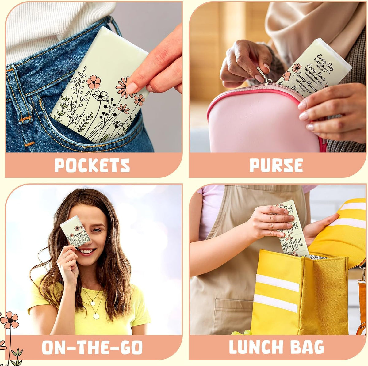 50 Pack Pocket Tissues Travel Packs 3 Ply,500 Sheet,Wild Flower